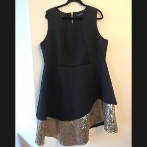 Black & Gold Fit & Flare Dress